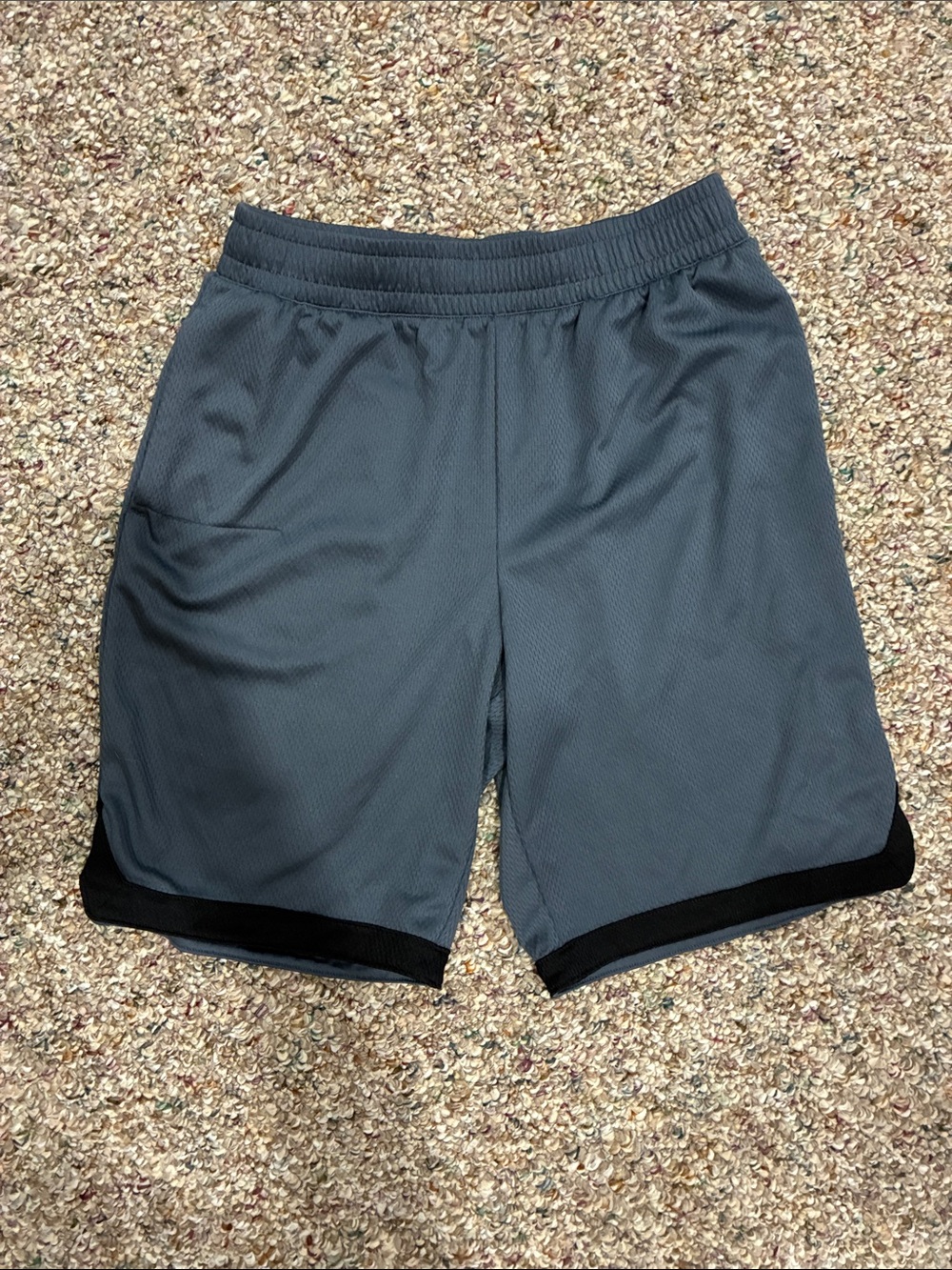 3/$10 tek gear boys Dark Gray Athletic Mesh Shorts with Black Hem